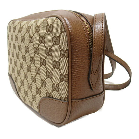 Gucci Shoulder Bag Leather GG Canvas Beige Brown - Picture 3 of 7
